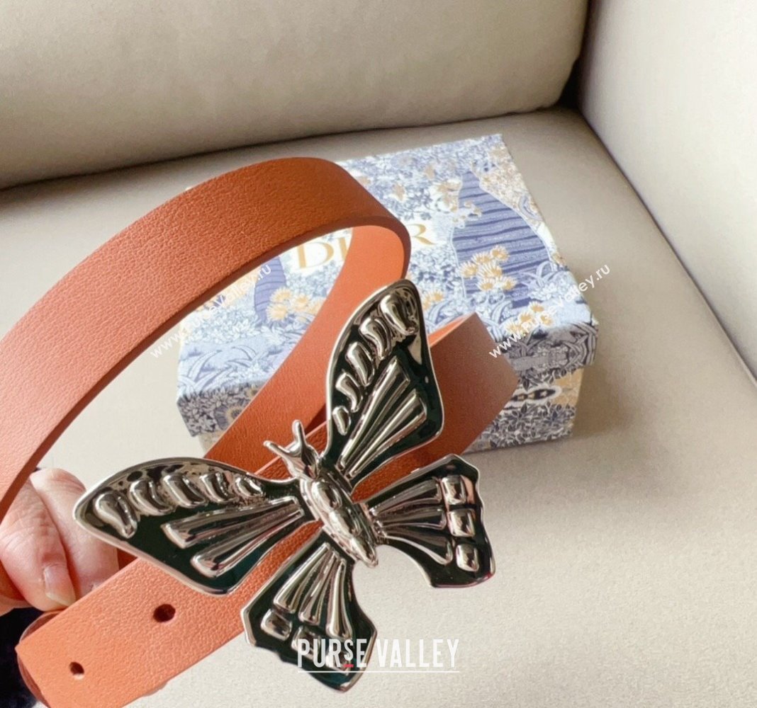 Dior Metamorphose Butterfly Belt 2cm in Calfskin Leather Orange 2024 (99-240113056)