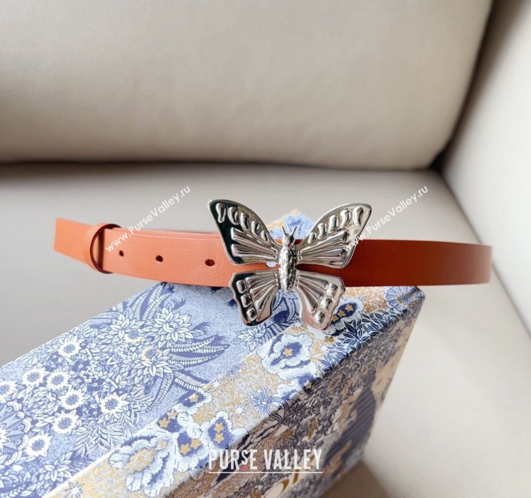 Dior Metamorphose Butterfly Belt 2cm in Calfskin Leather Orange 2024 (99-240113056)