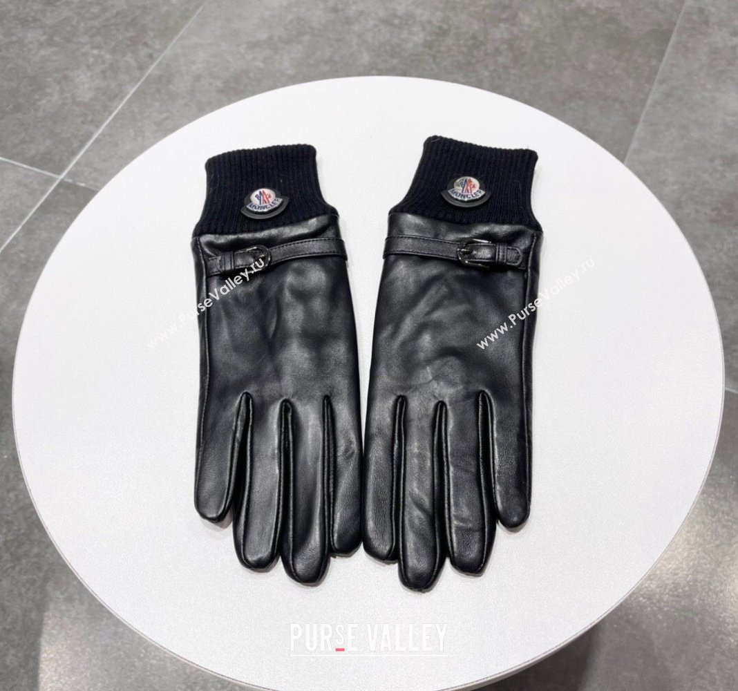 Moncler Lambskin and Cashmere Gloves Black 2024 0111 (A-240111086)