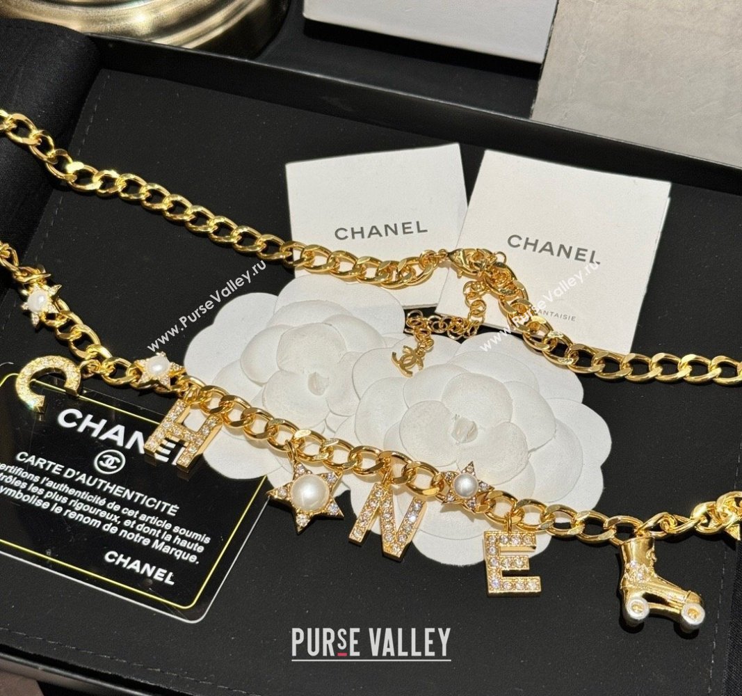 Chanel Chain Belt with Letters and Crystals Gold 2024 0113 (YF-240113066)