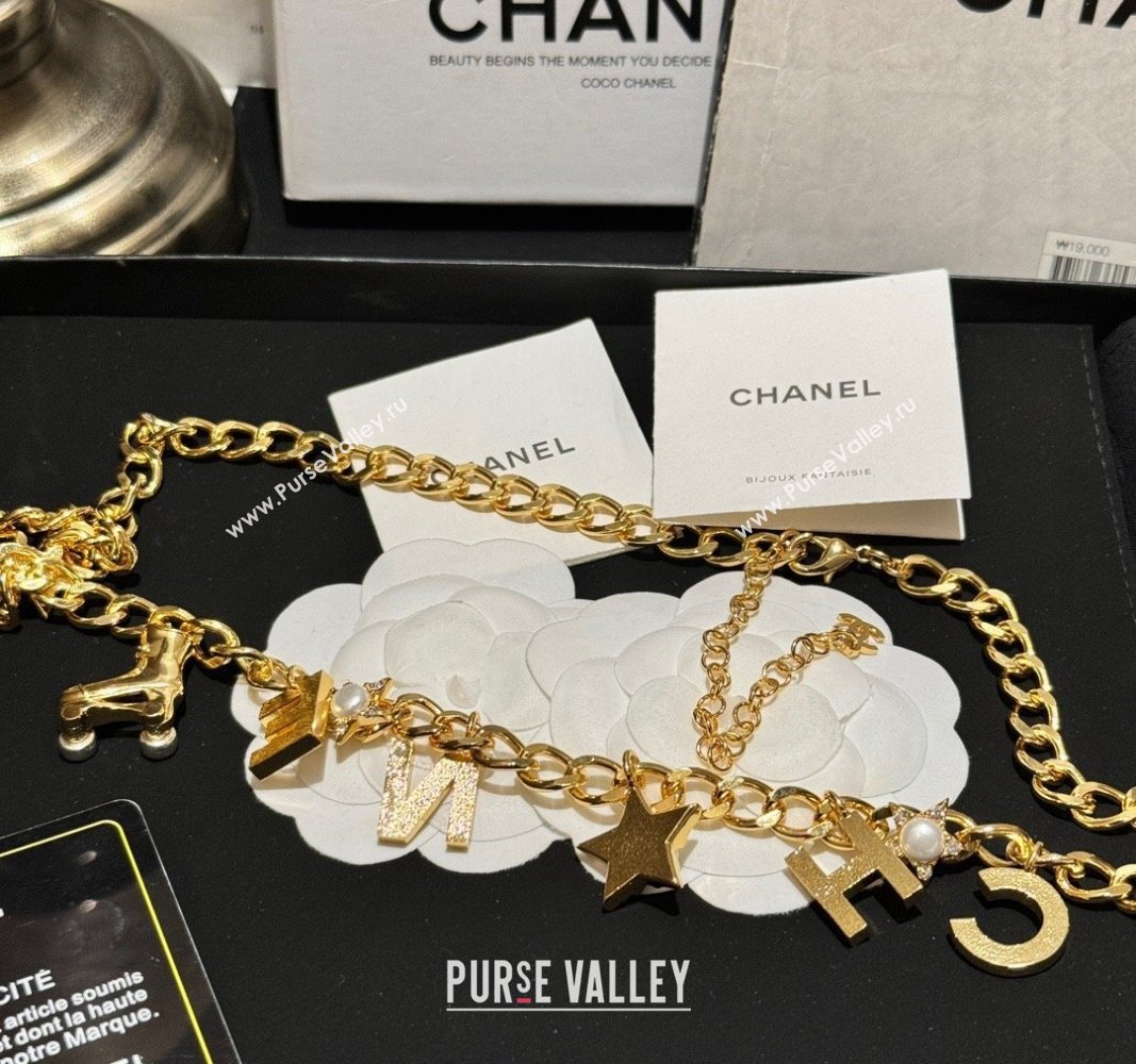 Chanel Chain Belt with Letters and Crystals Gold 2024 0113 (YF-240113066)