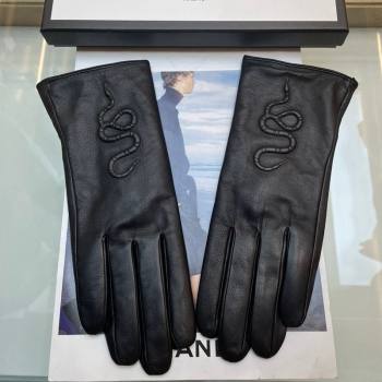 Gucci KingSnake Lambskin Gloves Black 2024 0111 (A-240111088)