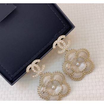 Chanel Camellia Bloon Short Earrings Gold 2024 0115 (YF-240115013)