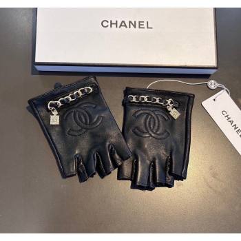 Chanel Lambskin Short Gloves with Chain Black 2024 0111 (XMN-240111094)