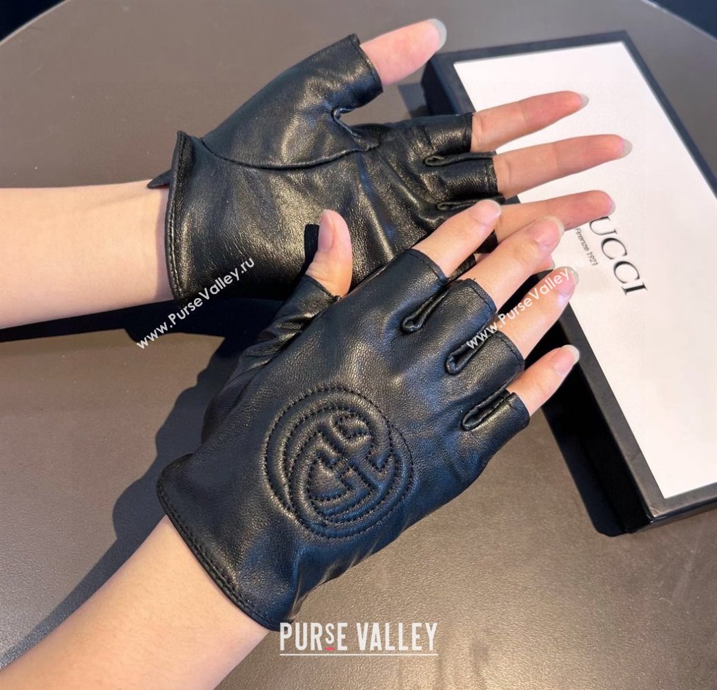 Gucci Lambskin Short Gloves with GG Black 2024 0111 (XMN-240111095)