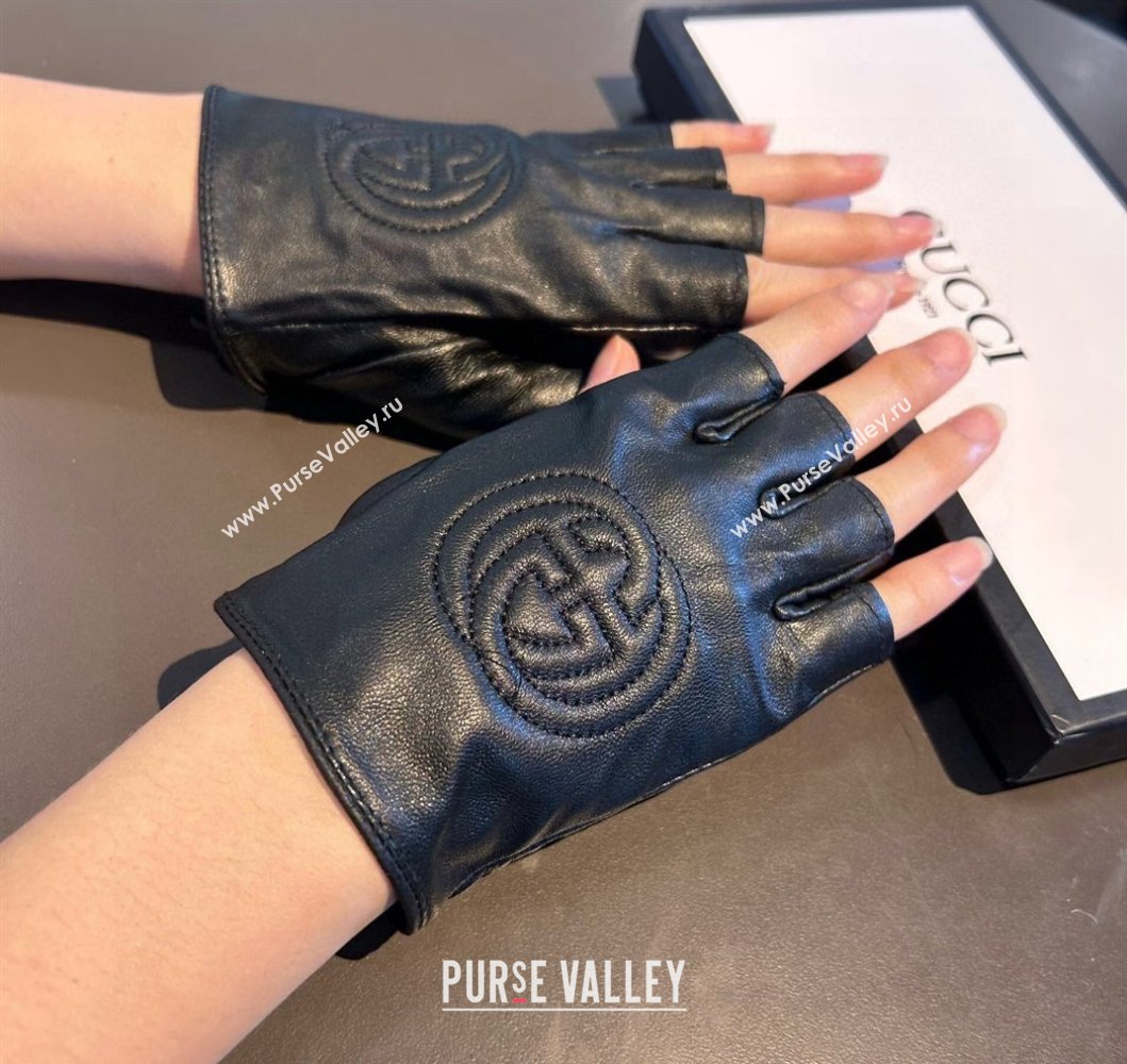 Gucci Lambskin Short Gloves with GG Black 2024 0111 (XMN-240111095)