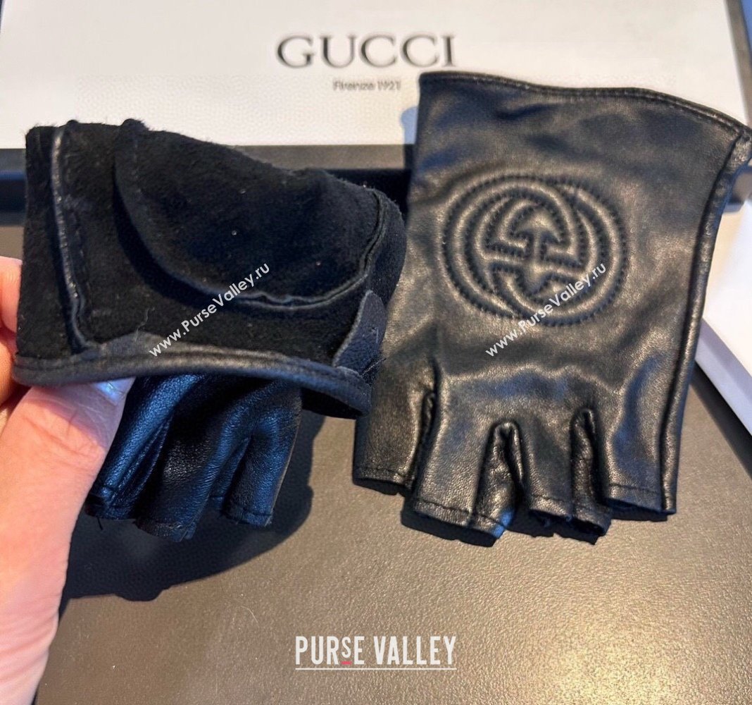 Gucci Lambskin Short Gloves with GG Black 2024 0111 (XMN-240111095)