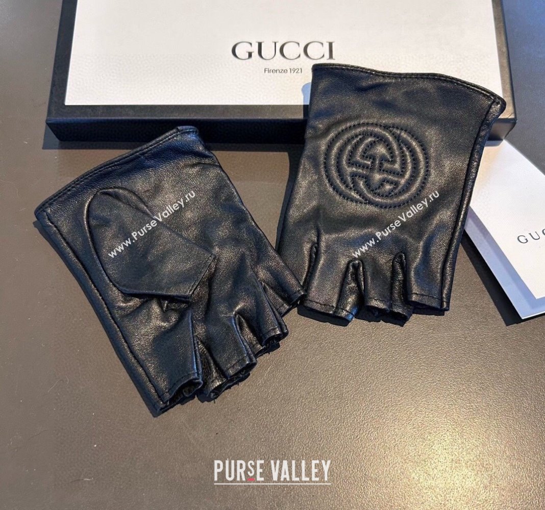 Gucci Lambskin Short Gloves with GG Black 2024 0111 (XMN-240111095)