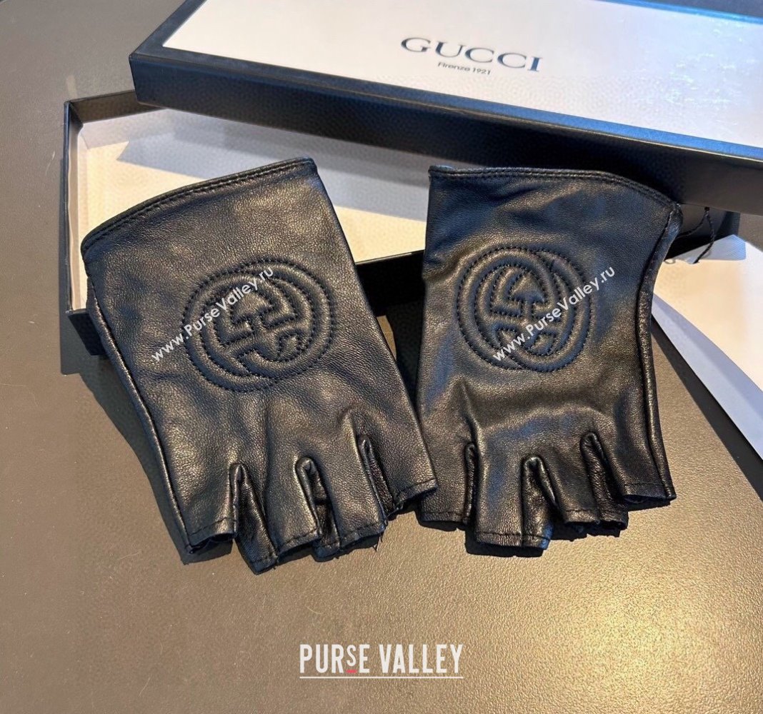 Gucci Lambskin Short Gloves with GG Black 2024 0111 (XMN-240111095)