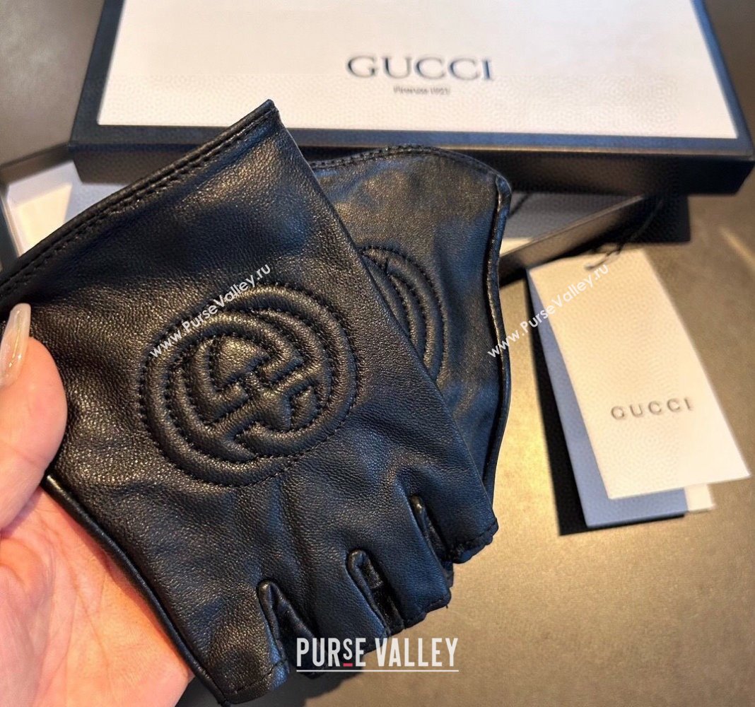 Gucci Lambskin Short Gloves with GG Black 2024 0111 (XMN-240111095)