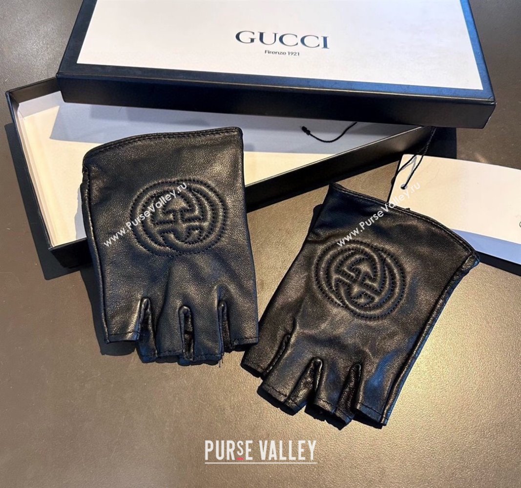 Gucci Lambskin Short Gloves with GG Black 2024 0111 (XMN-240111095)