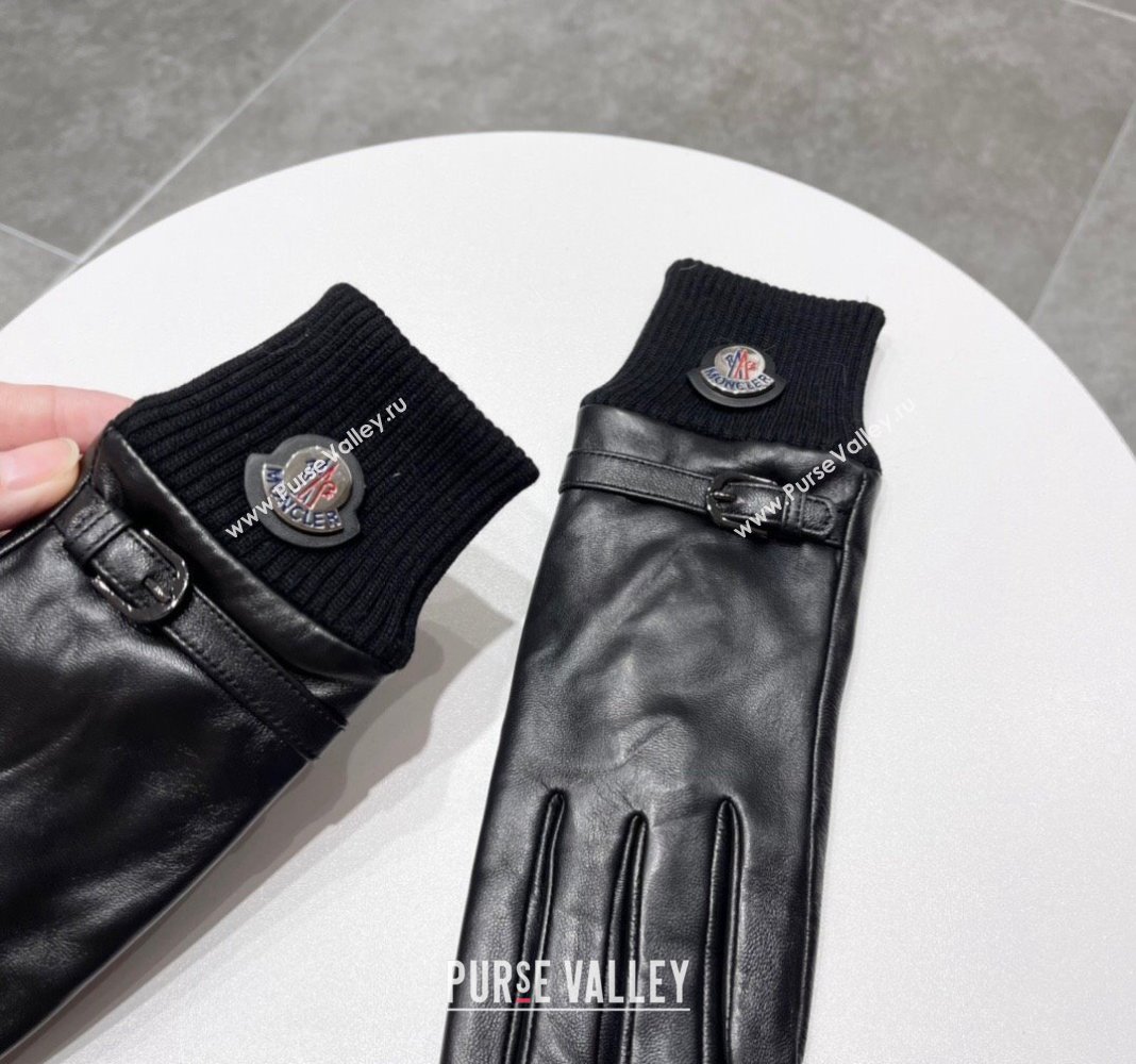 Moncler Lambskin and Cashmere Gloves Black 2024 0111 (A-240111086)