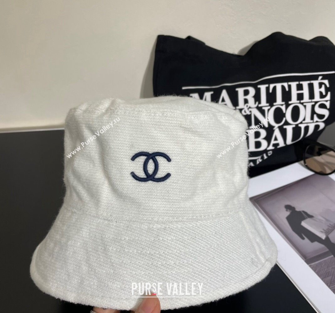 Chanel Cashmere Bucket Hat White 2024 0112 (XMN-240112004)