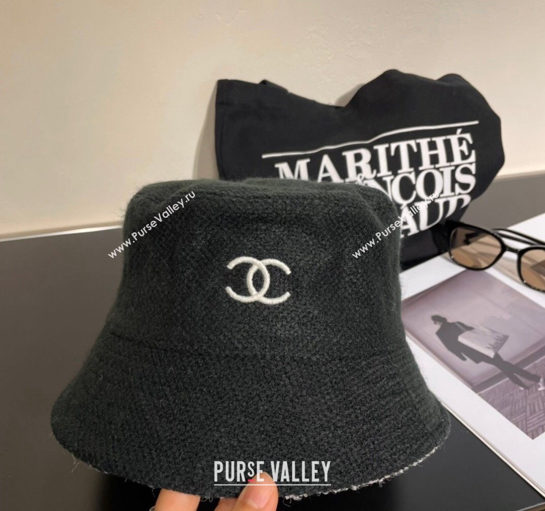 Chanel Cashmere Bucket Hat Black 2024 0112 (XMN-240112005)