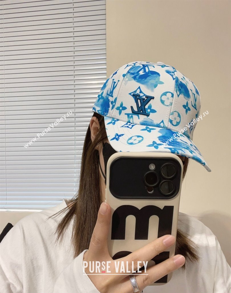 Louis Vuitton Watercolor Baseball Hat Light Blue 2024 0112 (MAO-240112014)