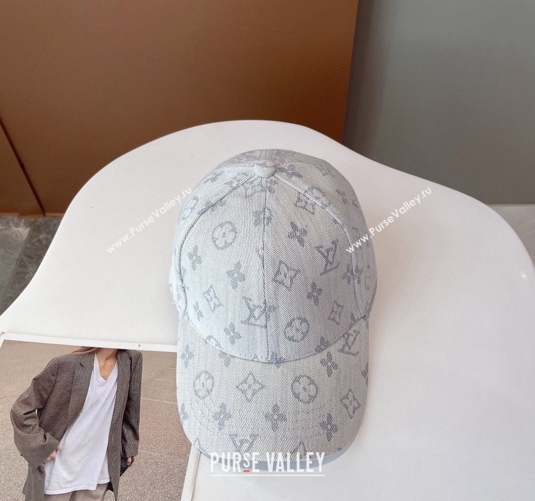 Louis Vuitton Monogram Denim Baseball Hat White 2024 0112 (MAO-240112016)