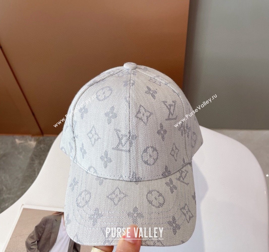 Louis Vuitton Monogram Denim Baseball Hat White 2024 0112 (MAO-240112016)