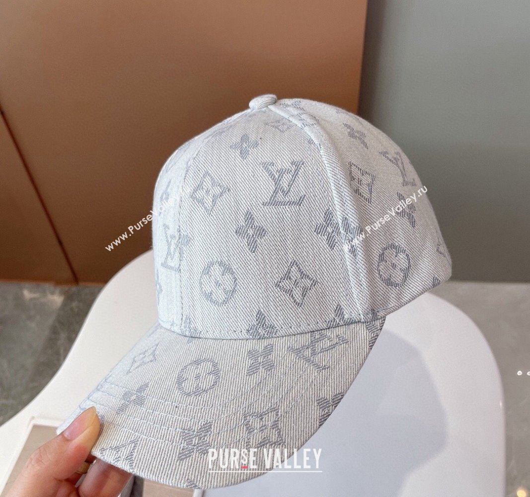 Louis Vuitton Monogram Denim Baseball Hat White 2024 0112 (MAO-240112016)