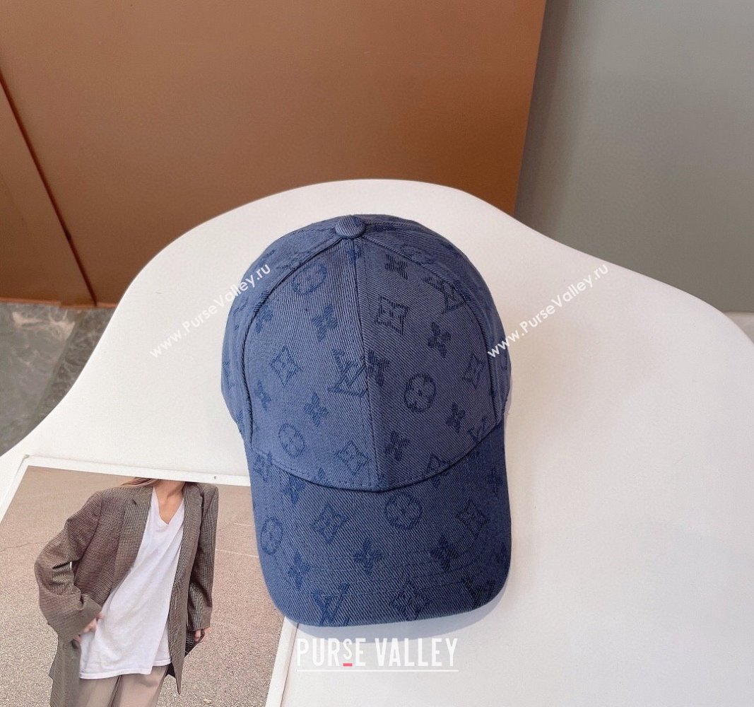 Louis Vuitton Monogram Denim Baseball Hat Blue 2024 0112 (MAO-240112017)