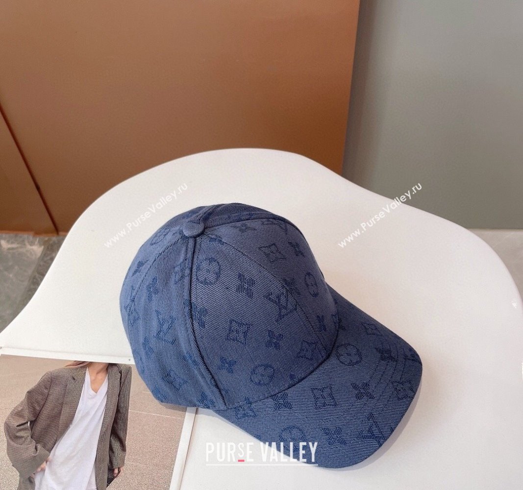 Louis Vuitton Monogram Denim Baseball Hat Blue 2024 0112 (MAO-240112017)