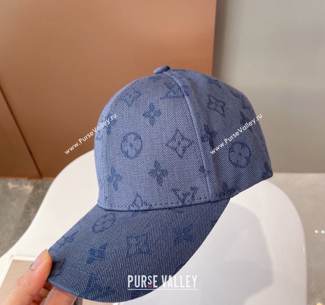 Louis Vuitton Monogram Denim Baseball Hat Blue 2024 0112 (MAO-240112017)