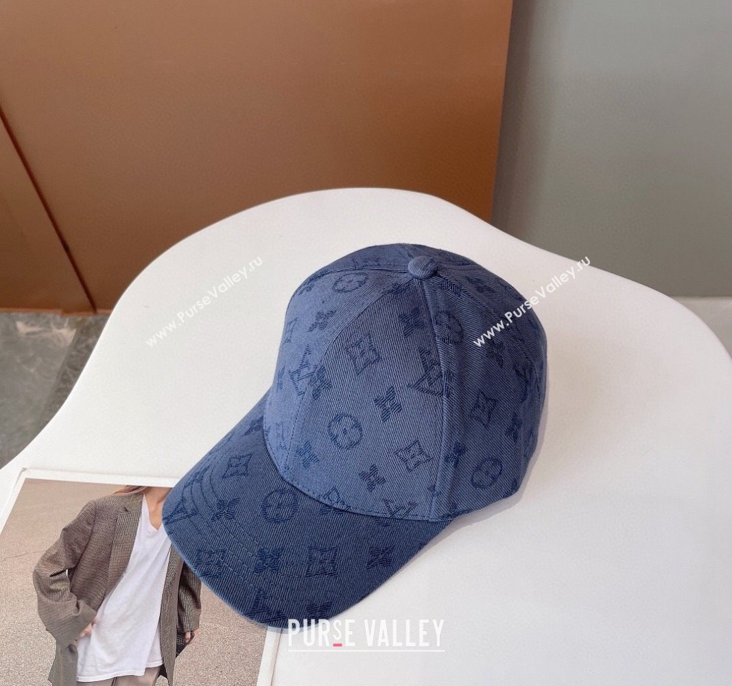 Louis Vuitton Monogram Denim Baseball Hat Blue 2024 0112 (MAO-240112017)