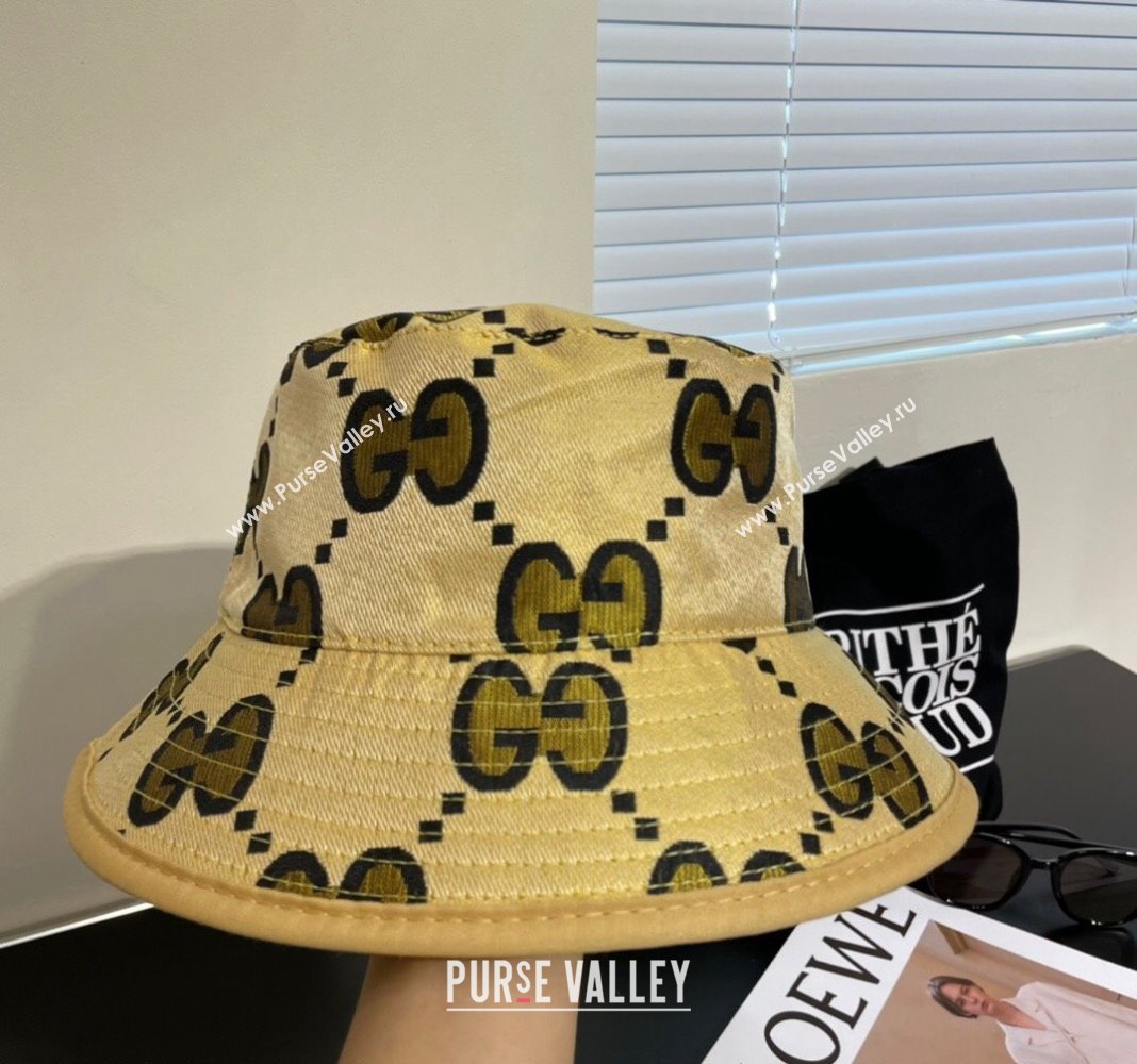 Gucci Interlocking G Bucket Hat Yellow 2024 0112 (MAO-240112034)