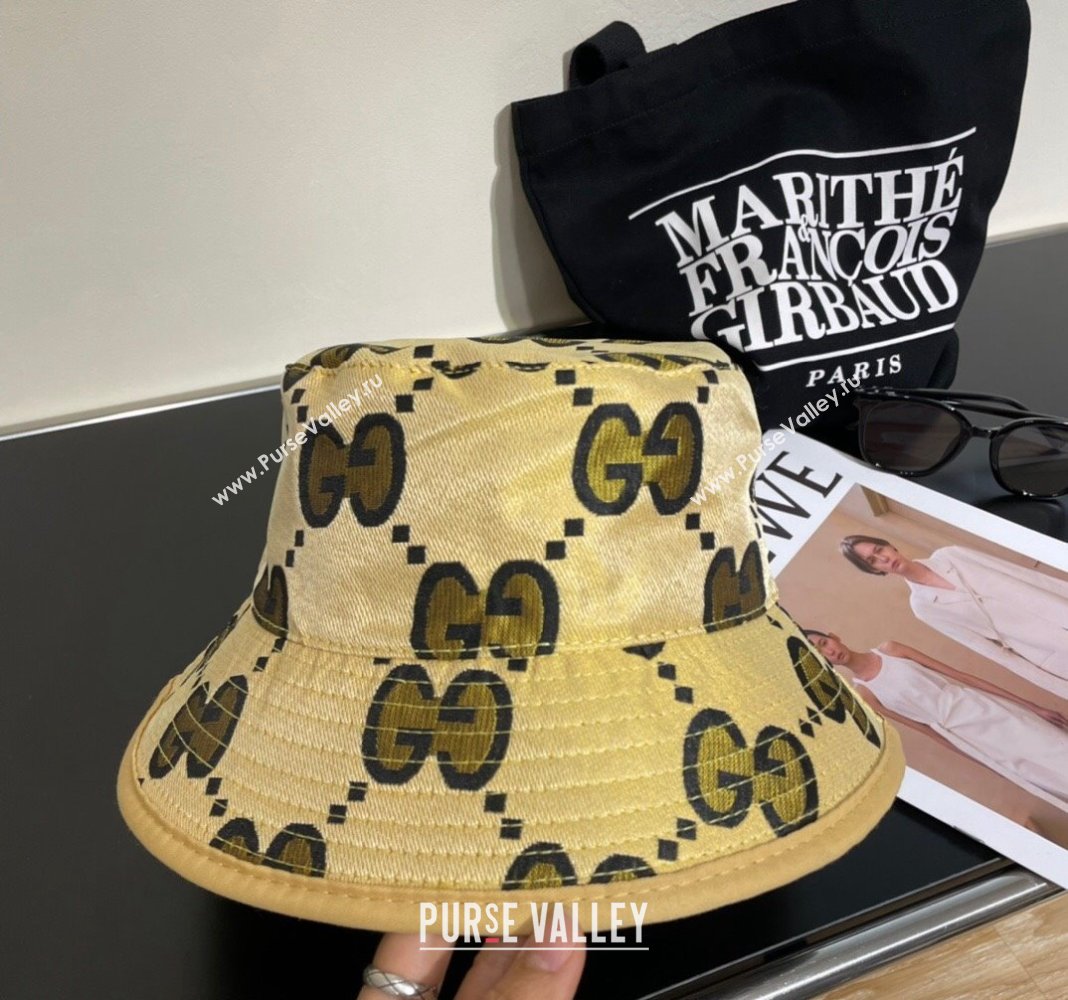 Gucci Interlocking G Bucket Hat Yellow 2024 0112 (MAO-240112034)