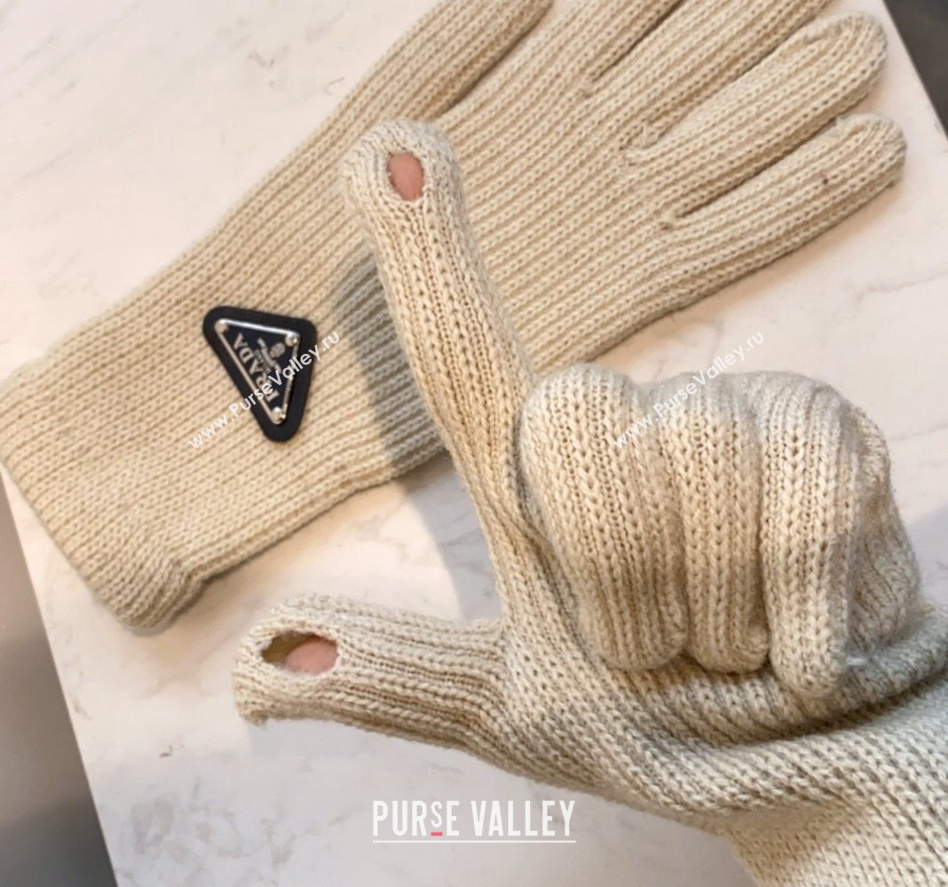 Prada Knit Gloves White 2024 0111 (MAO-240111101)