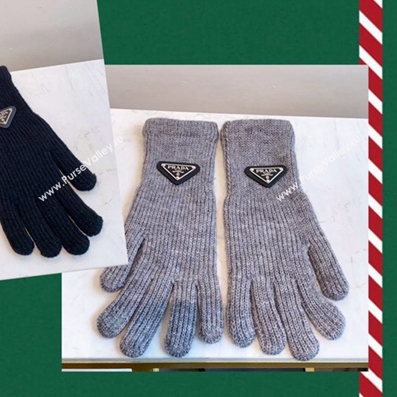 Prada Knit Gloves Grey 2024 0111 (MAO-240111107)