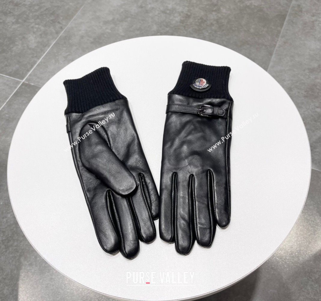 Moncler Lambskin and Cashmere Gloves Black 2024 0111 (A-240111086)