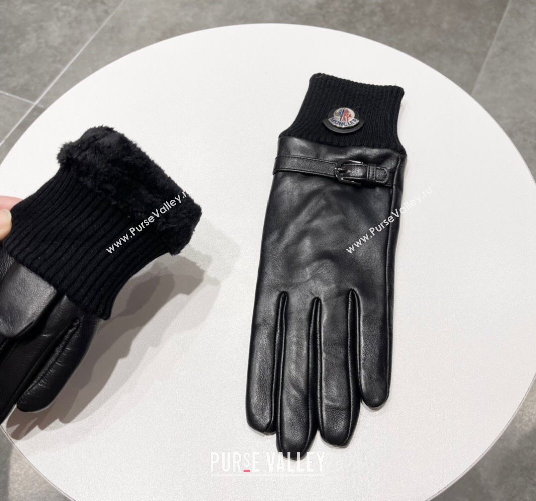 Moncler Lambskin and Cashmere Gloves Black 2024 0111 (A-240111086)