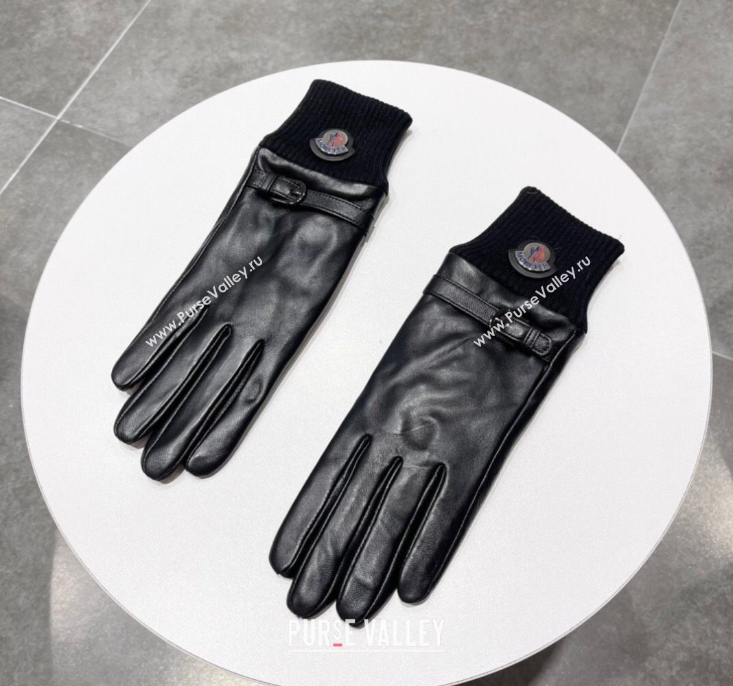 Moncler Lambskin and Cashmere Gloves Black 2024 0111 (A-240111086)