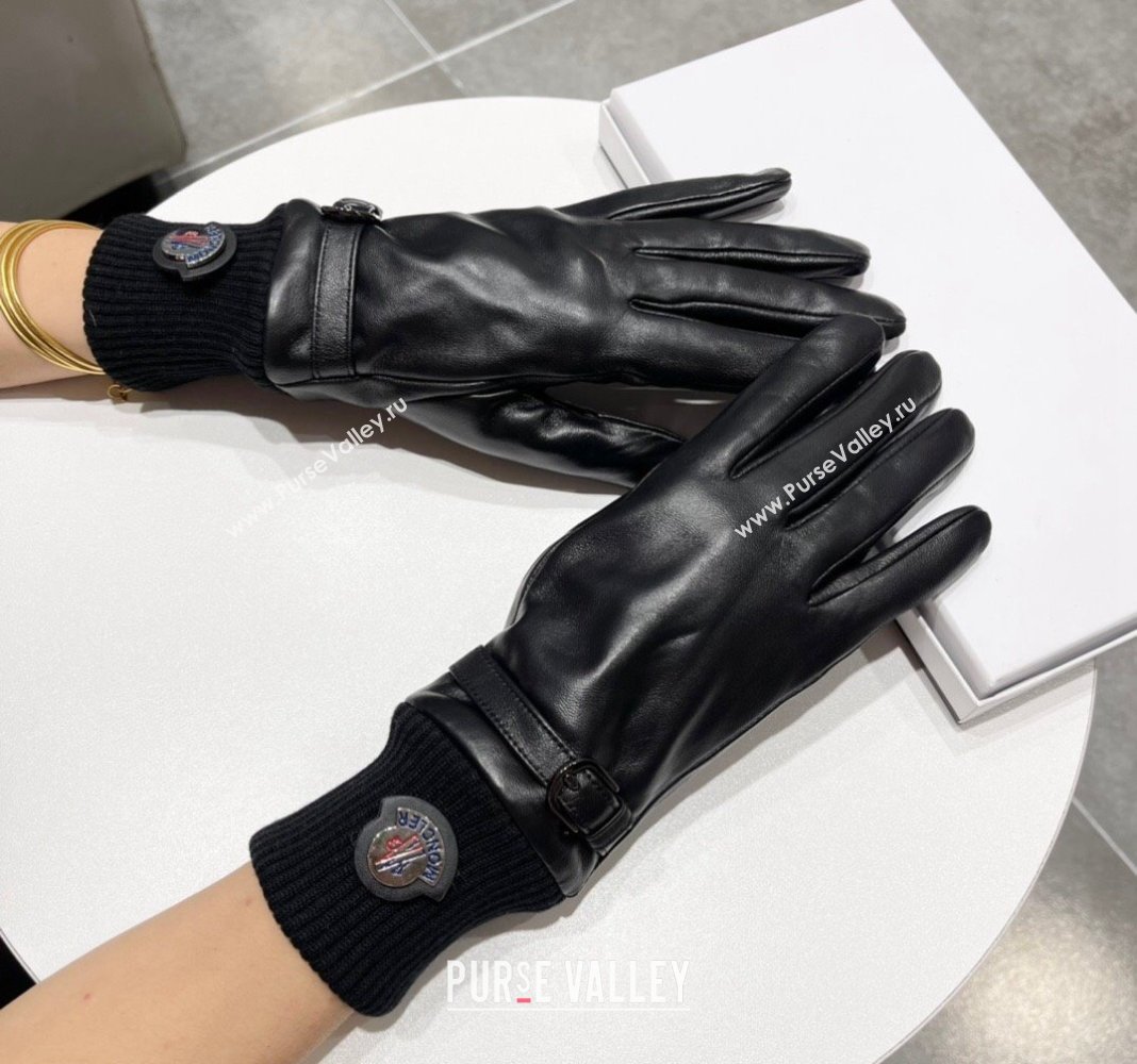 Moncler Lambskin and Cashmere Gloves Black 2024 0111 (A-240111086)