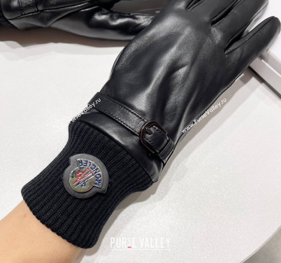 Moncler Lambskin and Cashmere Gloves Black 2024 0111 (A-240111086)