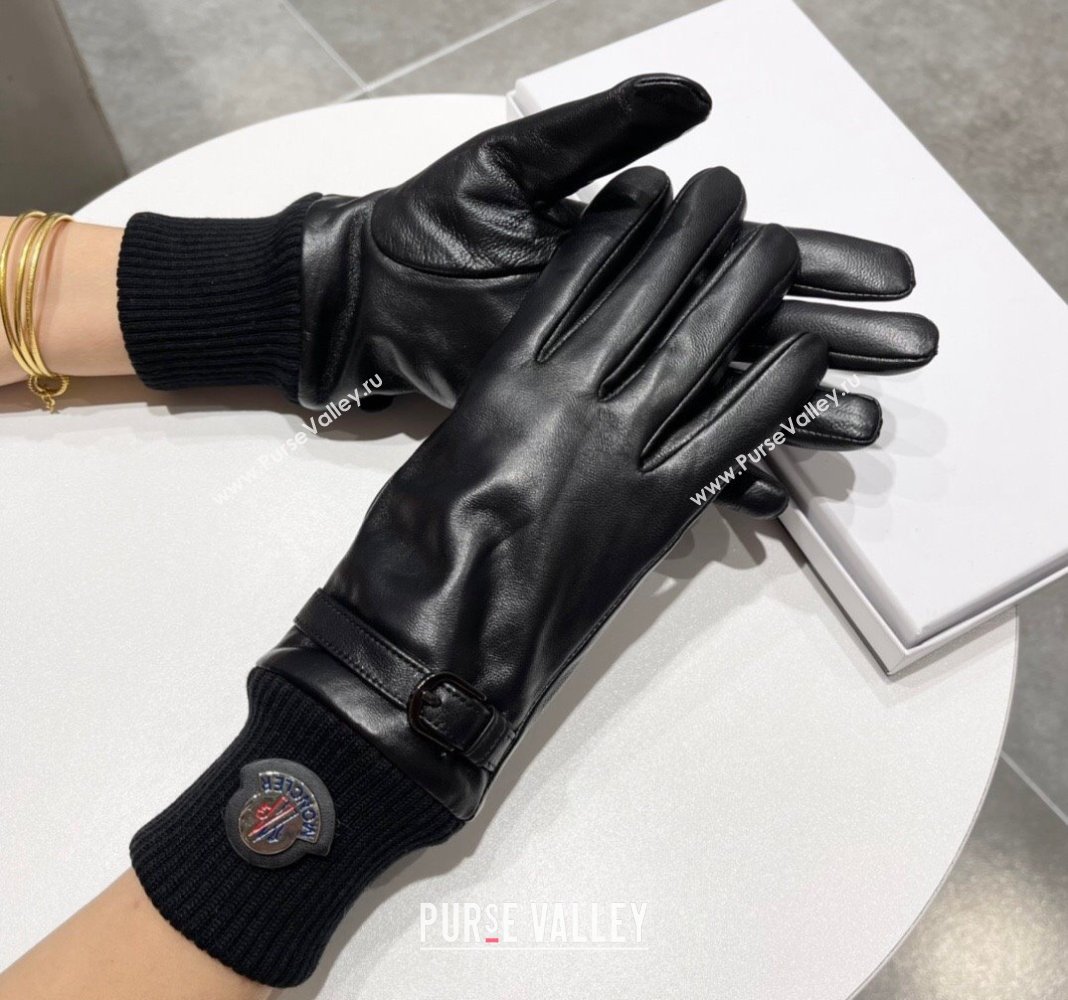 Moncler Lambskin and Cashmere Gloves Black 2024 0111 (A-240111086)