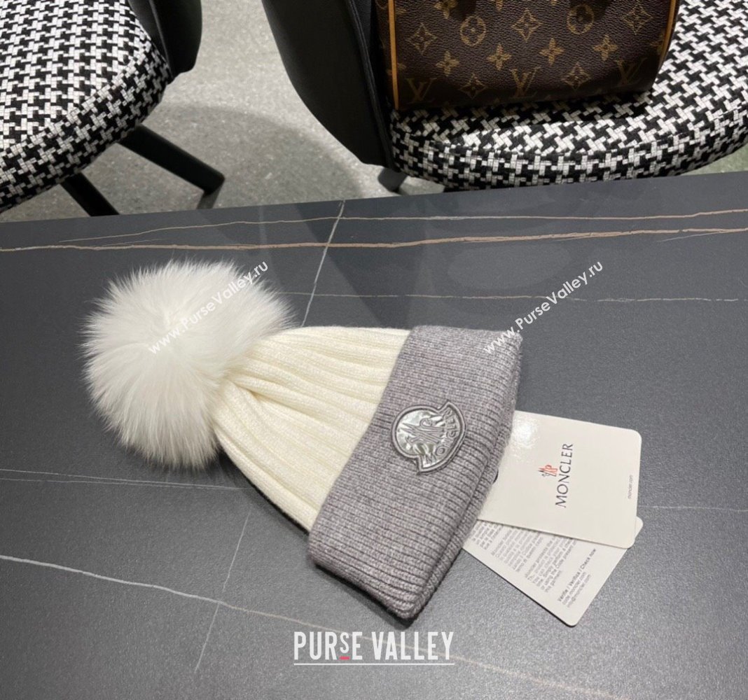 Moncler Knit Hat Grey/White/Silver 2024 0111 (A-240111130)