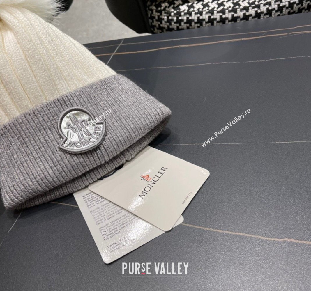 Moncler Knit Hat Grey/White/Silver 2024 0111 (A-240111130)