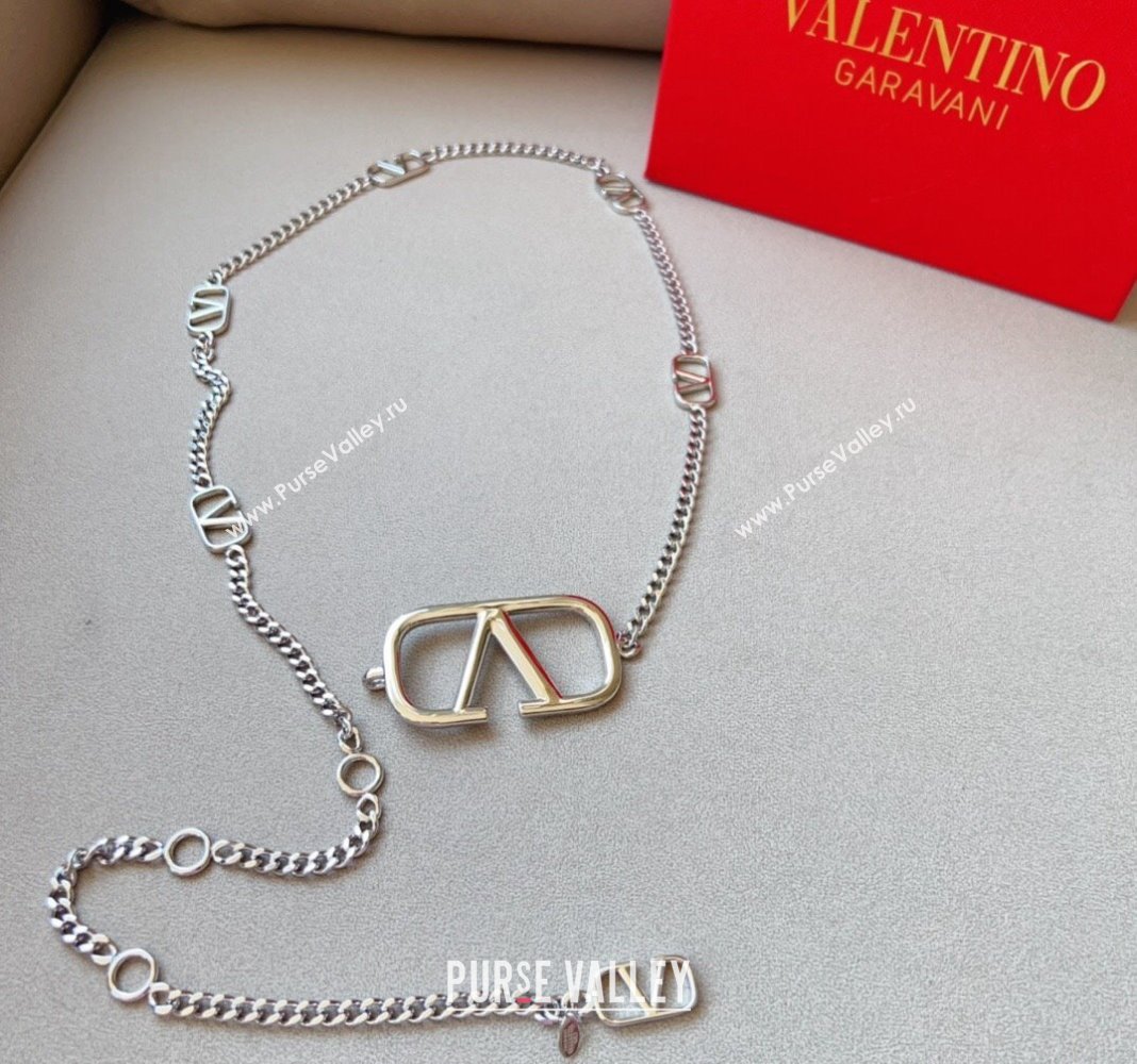 Valentino VLogo Signature Chain Belt Silver 2024 0131 (99-240131177)