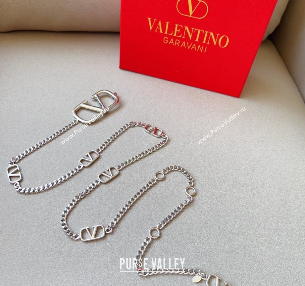 Valentino VLogo Signature Chain Belt Silver 2024 0131 (99-240131177)