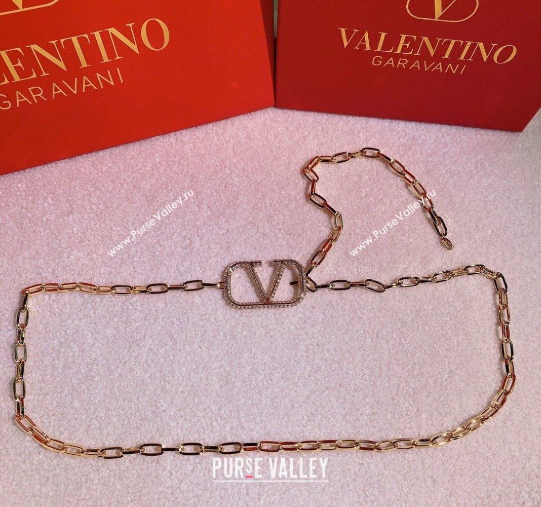 Valentino VLogo Signature Chain Belt with Crystals Gold 2024 (99-240131179)