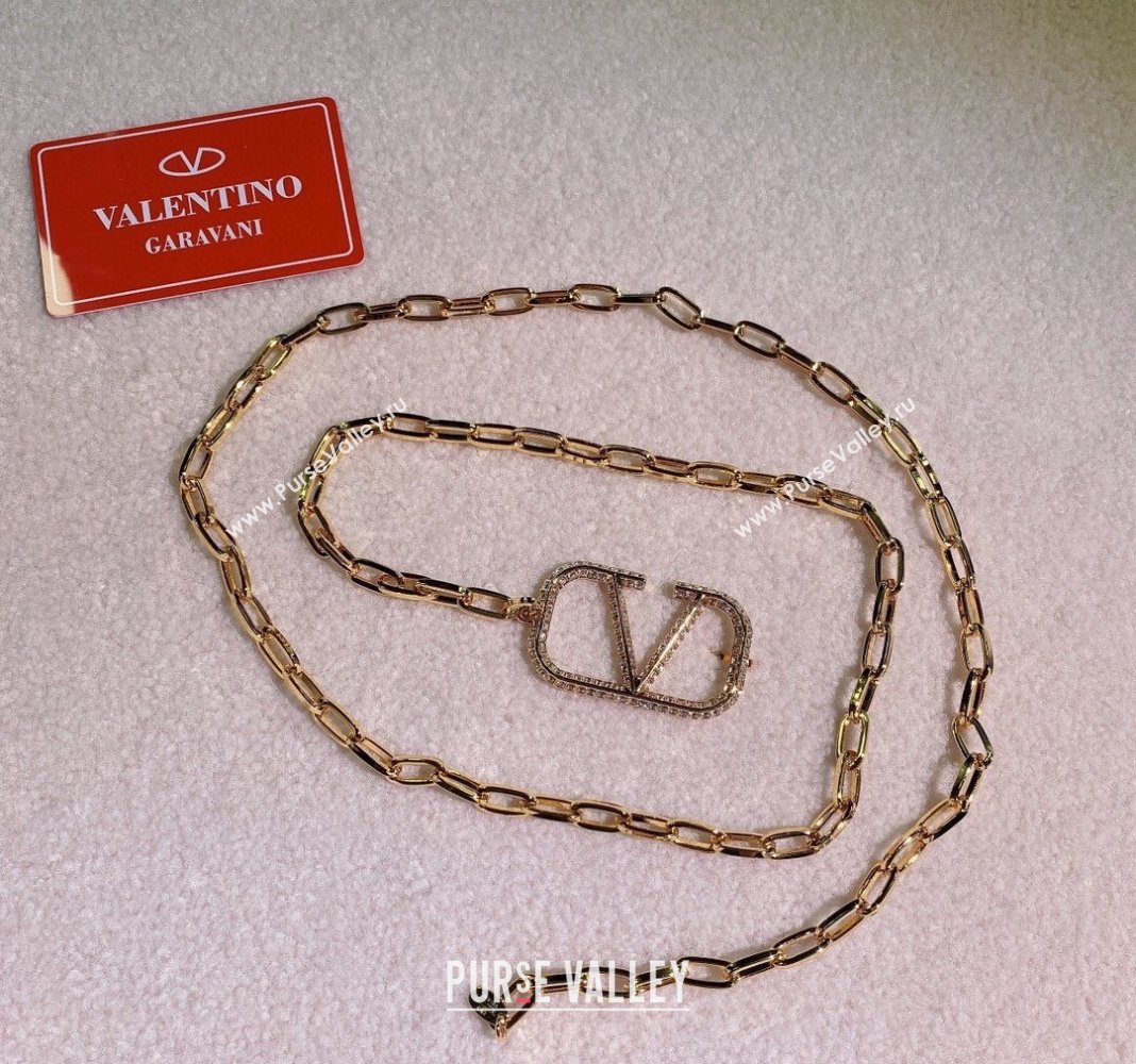 Valentino VLogo Signature Chain Belt with Crystals Gold 2024 (99-240131179)