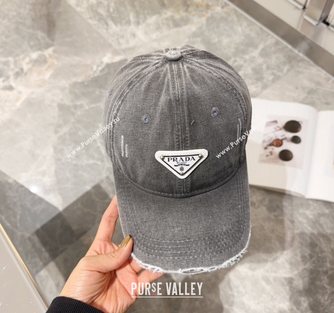 Prada Denim Baseball hat Grey 2024 0131 (MAO-240131046)