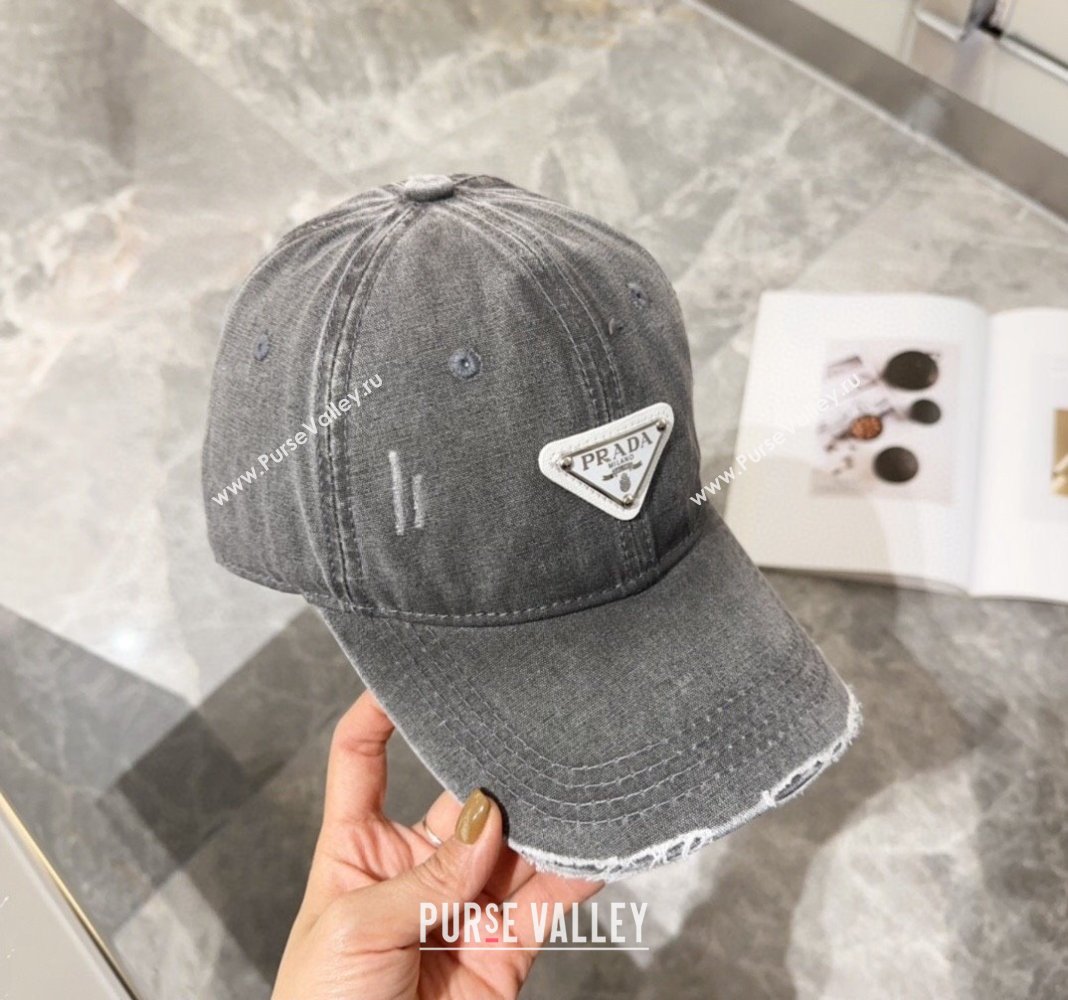 Prada Denim Baseball hat Grey 2024 0131 (MAO-240131046)