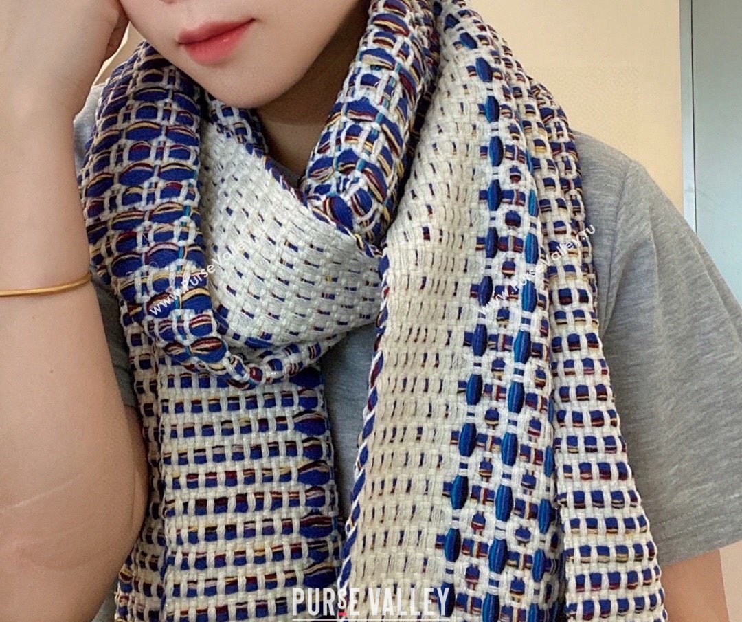 Chanel Knit Scarf Blue 2024 0131 (A-240131009)