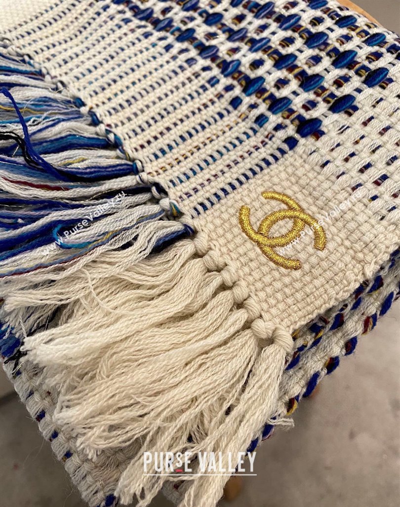 Chanel Knit Scarf Blue 2024 0131 (A-240131009)