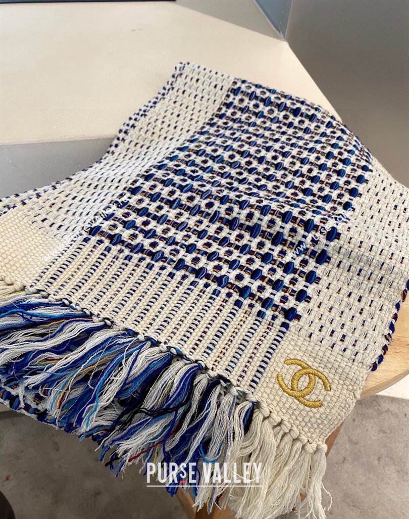 Chanel Knit Scarf Blue 2024 0131 (A-240131009)