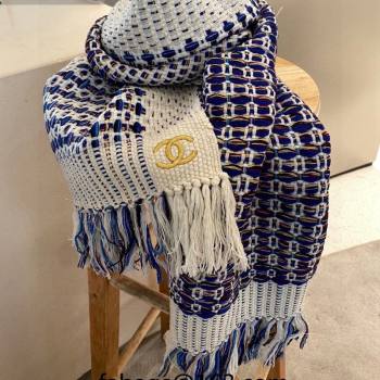 Chanel Knit Scarf Blue 2024 0131 (A-240131009)