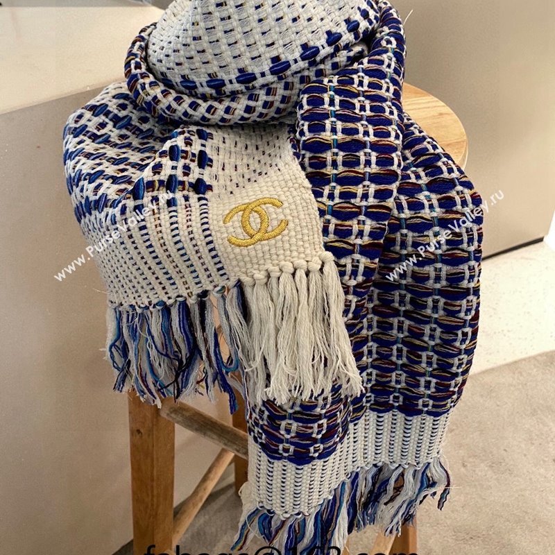 Chanel Knit Scarf Blue 2024 0131 (A-240131009)