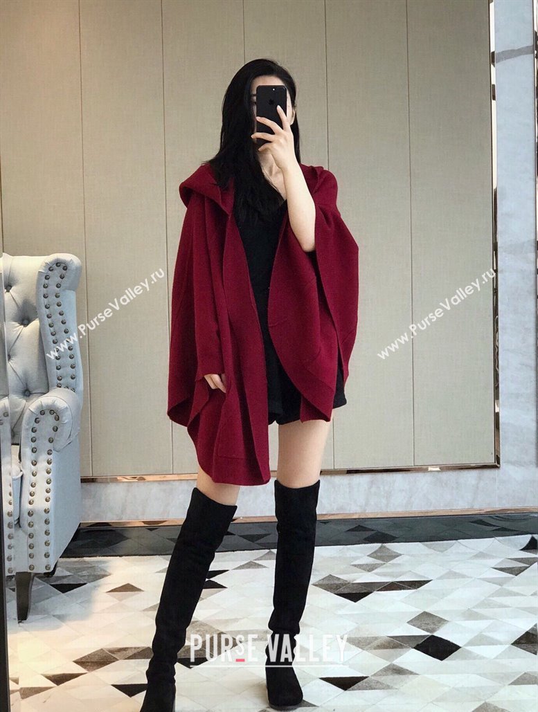 Burberry Wool Cashmere Cape Red 2024 0131 (A-240131011)